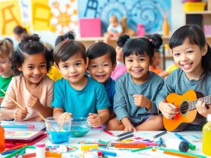Copii creativi în timpul activităților educative.