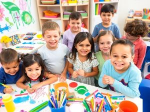 Copii creativi implicati in activitati educative distractive.