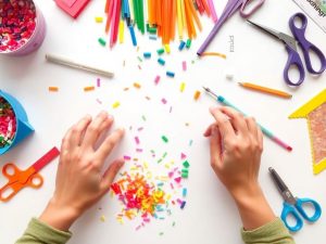 Mână construind un proiect DIY colorat.